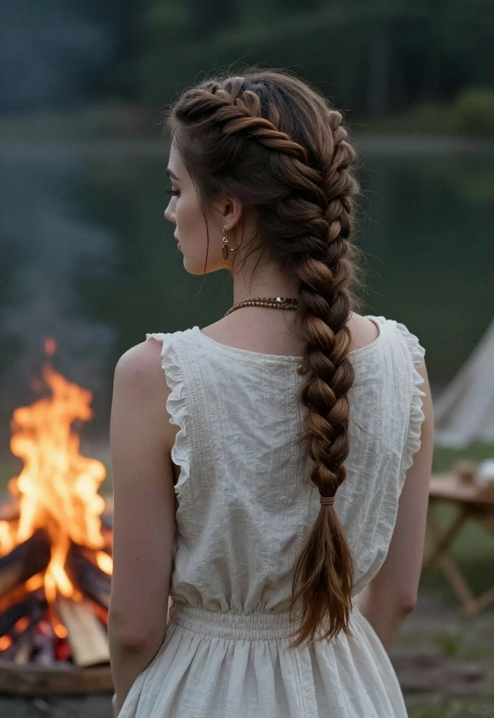 19 Beautiful Boho Lake Hairstyles for Evening Campfires - 14. Twisted Halo Braid 1