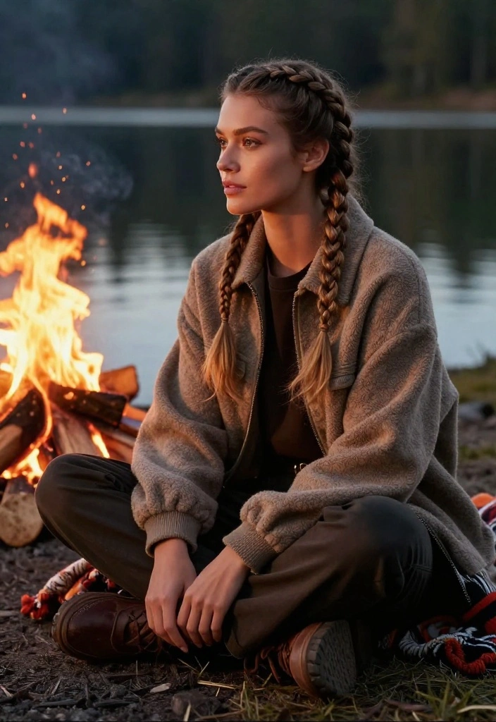 19 Beautiful Boho Lake Hairstyles for Evening Campfires - 2. Boho Braided Crown 1