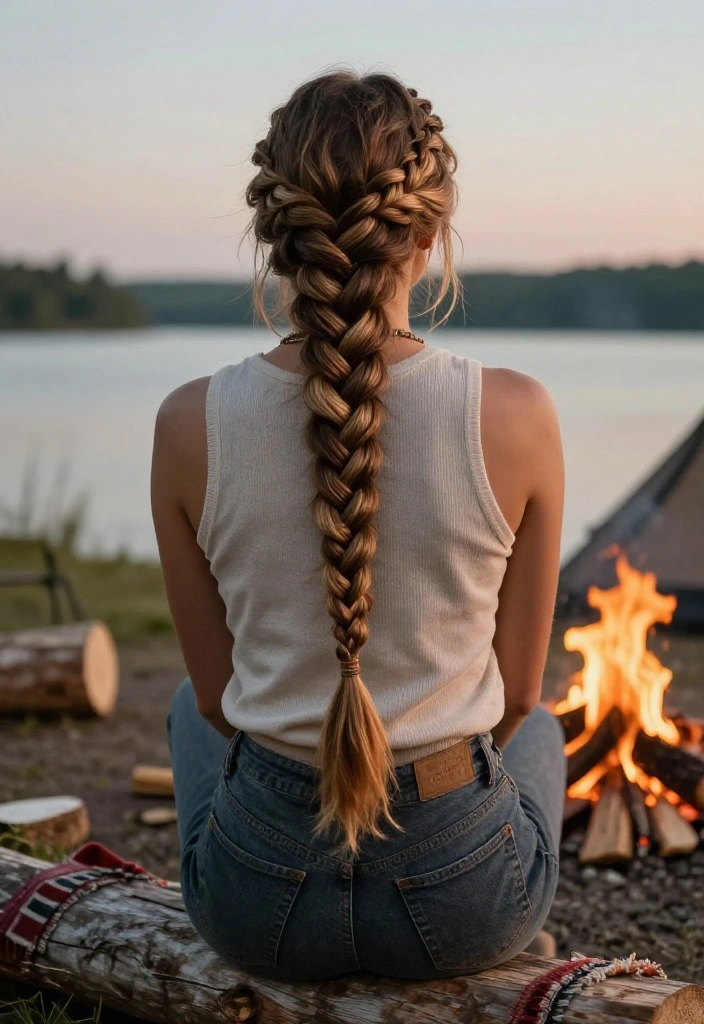 19 Beautiful Boho Lake Hairstyles for Evening Campfires - 5. Fishtail Braid 1