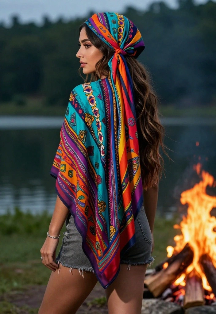 19 Beautiful Boho Lake Hairstyles for Evening Campfires - 9. Headscarf Twist 1