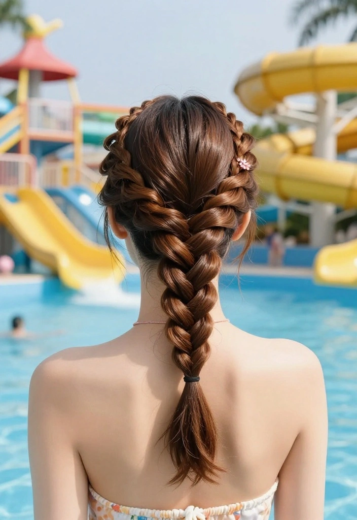 19 Braided Waterpark Hairstyles Perfect for Intense Rollercoaster Rides - 17. Twisted Halo Braid 1