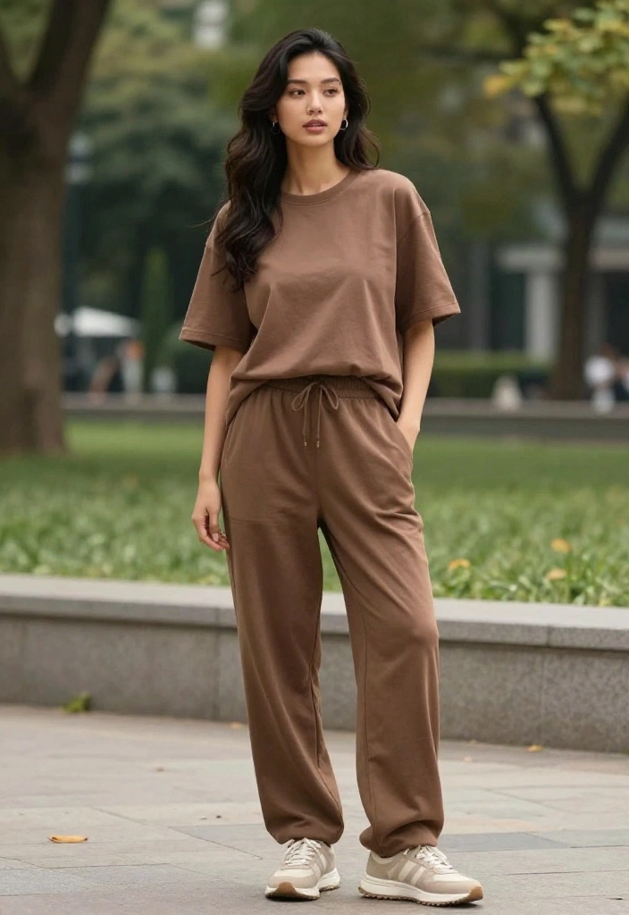 19 Brown Workout Outfits That Are Earthy, Neutral, and Completely Trendy - 5. Mocha Athleisure Set 1