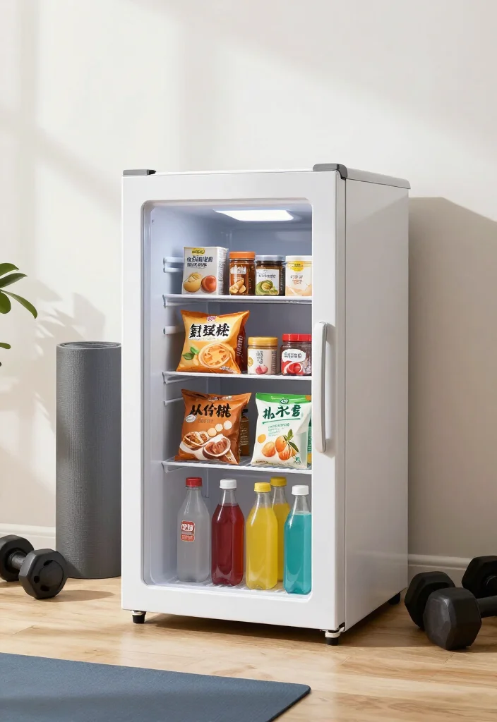 19 Budget Home Gym Ideas Under $500 That Still Feel Complete and Professional - 15. Include a Mini-fridge for Snacks 1