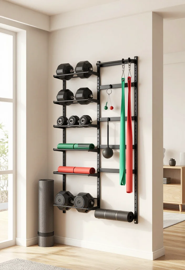 19 Budget Home Gym Ideas Under $500 That Still Feel Complete and Professional - 4. Consider a Wall-Mounted Rack 1