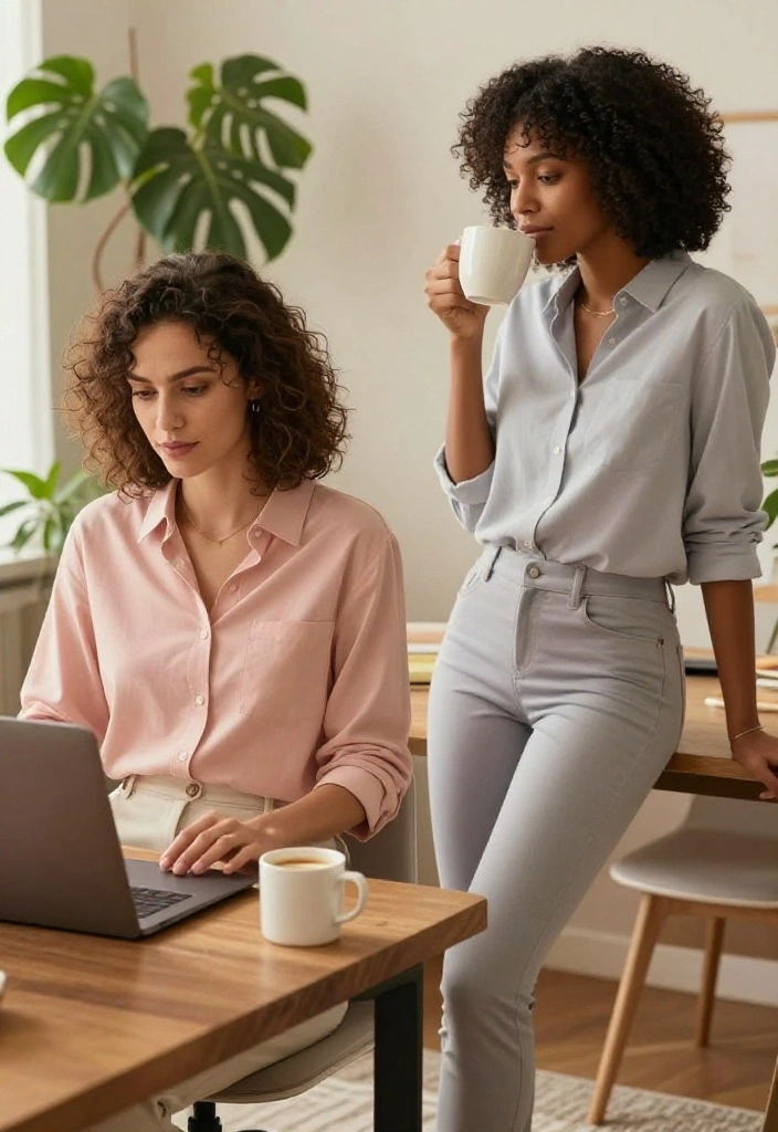 19 Casual Workout Outfit Ideas for Rest Days That Are Still Stylish and Cozy - 5. Relaxed Button-Up and Stretchy Trousers 1