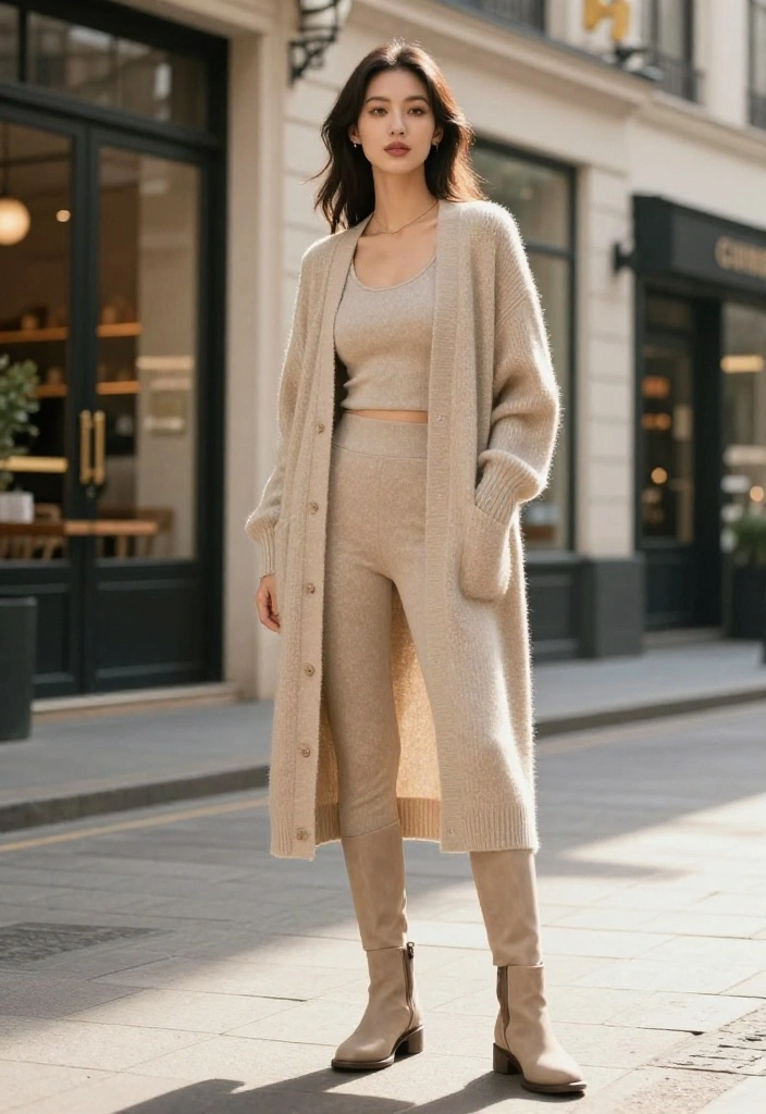19 Casual Workout Outfits You Can Actually Wear to Run Errands After the Gym - 14. Long Cardigan Over Athletic Set 1