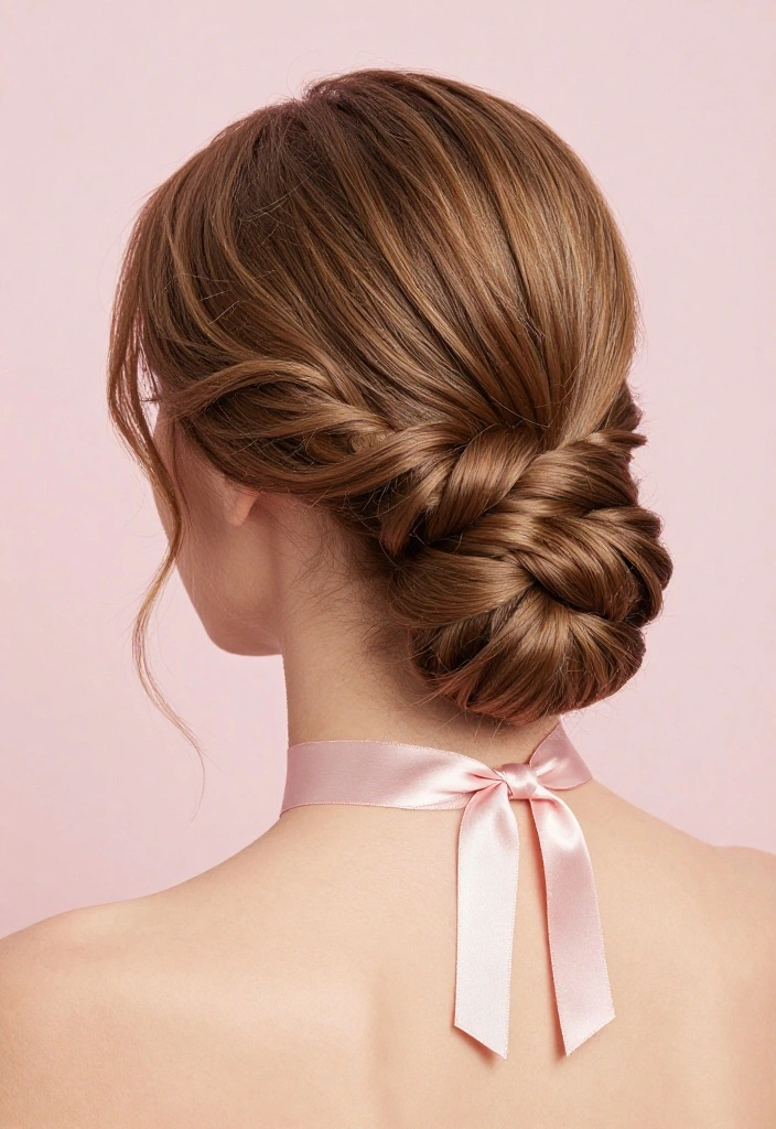 19 Coquette Hairstyles with Ribbon for the Ultimate Girly Vibe - 10. Elegant French Twist with Ribbon 1
