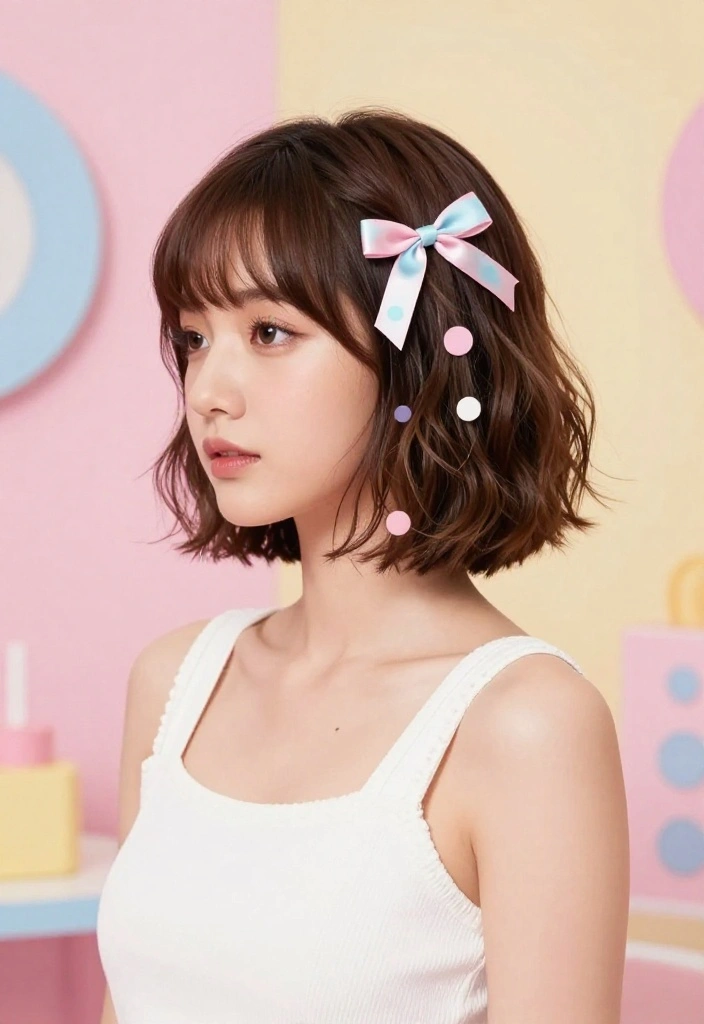 19 Coquette Hairstyles with Ribbon for the Ultimate Girly Vibe - 19. Fun Layered Bob with Ribbon 1