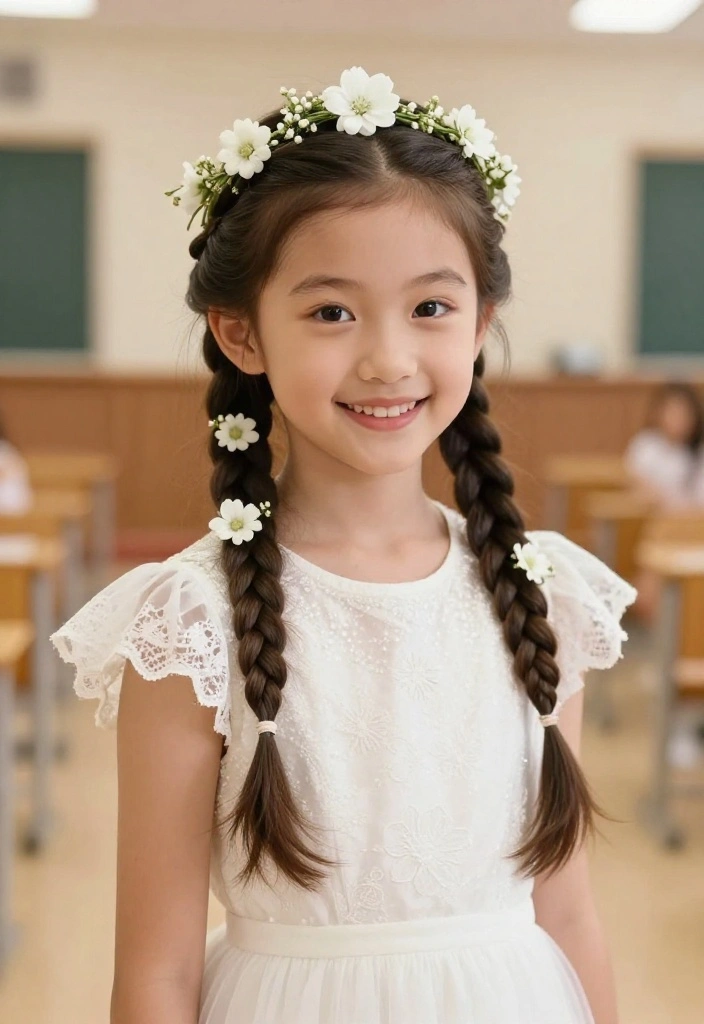 19 Cute Girl Hairstyles Ideas for Back to School - 10. Braided Crown 1