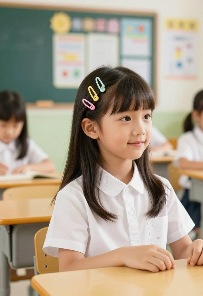 19 Cute Girl Hairstyles Ideas for Back to School - 14. Simple Hair Clips 1