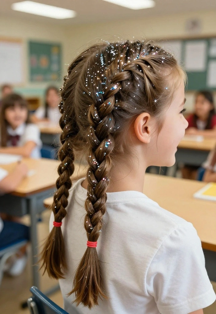 19 Cute Girl Hairstyles Ideas for Back to School - 16. Glitter Hair Gel 1