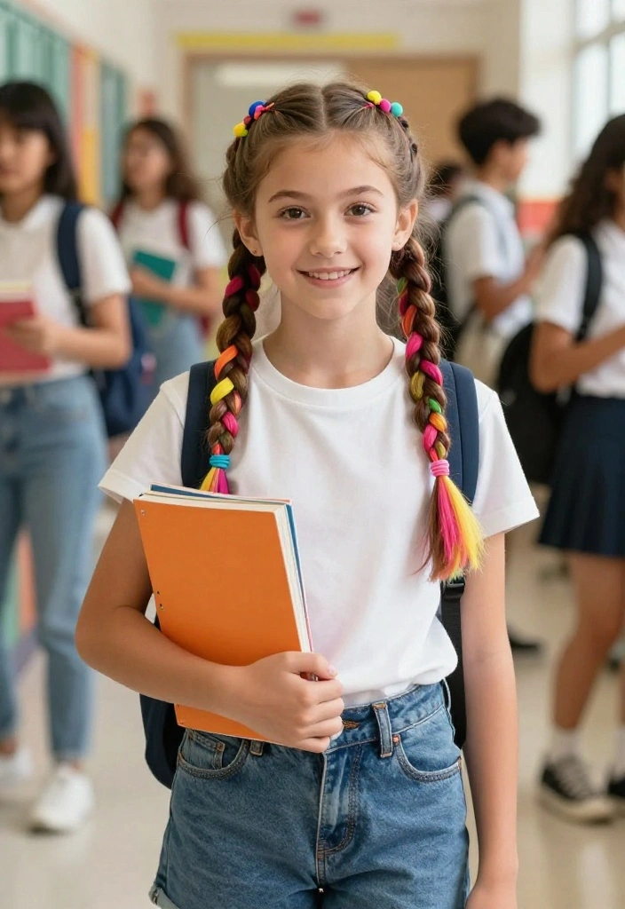 19 Cute Girl Hairstyles Ideas for Back to School - 3. Double Dutch Braids 1