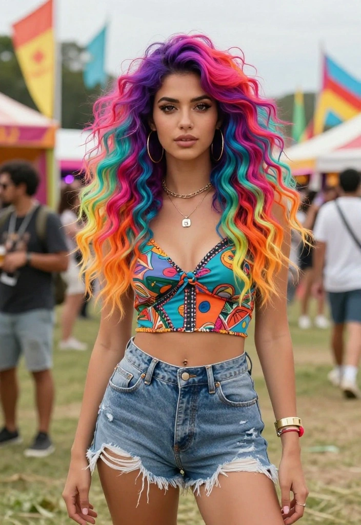 19 Cute Hot Weather Hairstyles That Won't Fall Flat in the Sun - 13. Vibrant Colorful Extensions 1