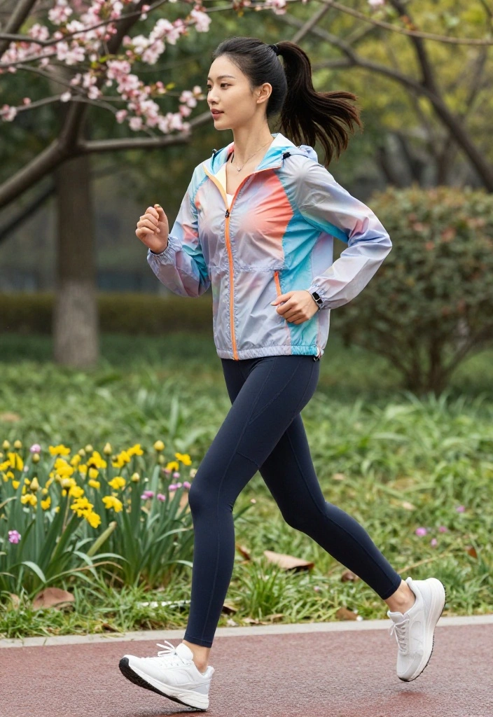 19 Cute Workout Outfits for Every Body Type That Flatter and Perform - 13. Stylish Windbreaker and Fitness Leggings 1