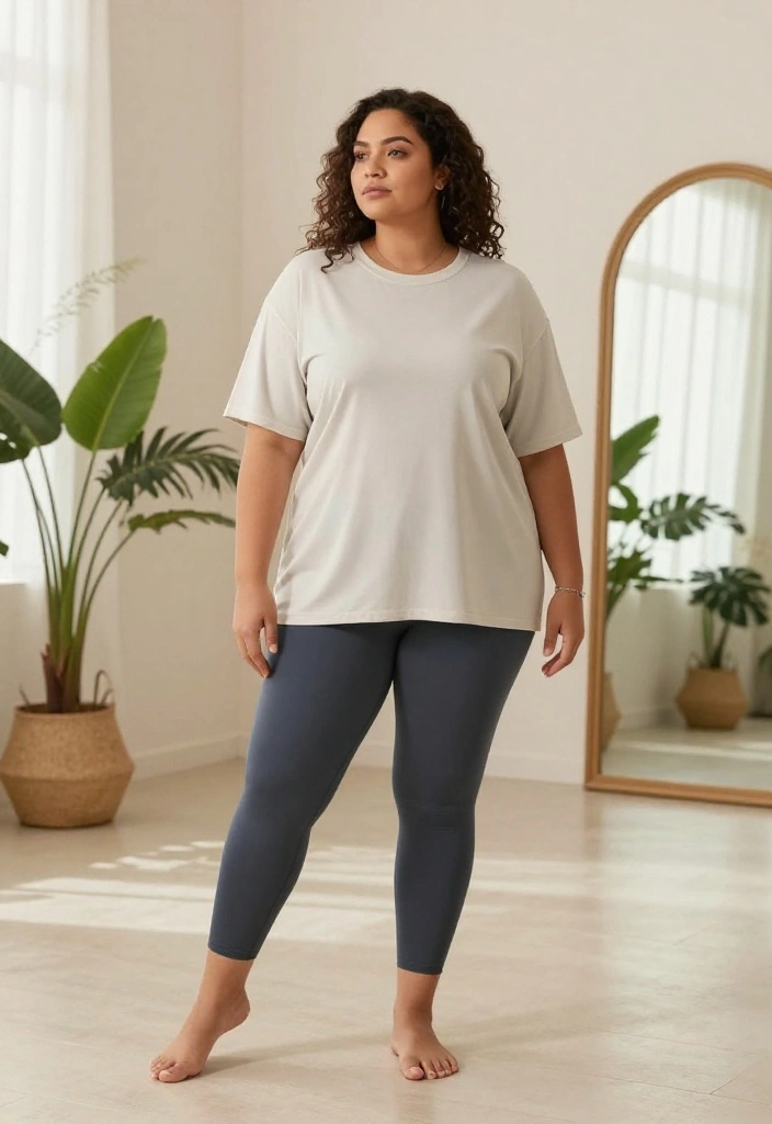 19 Cute Workout Outfits for Every Body Type That Flatter and Perform - 6. Stylish Capris and Oversized Tee 1