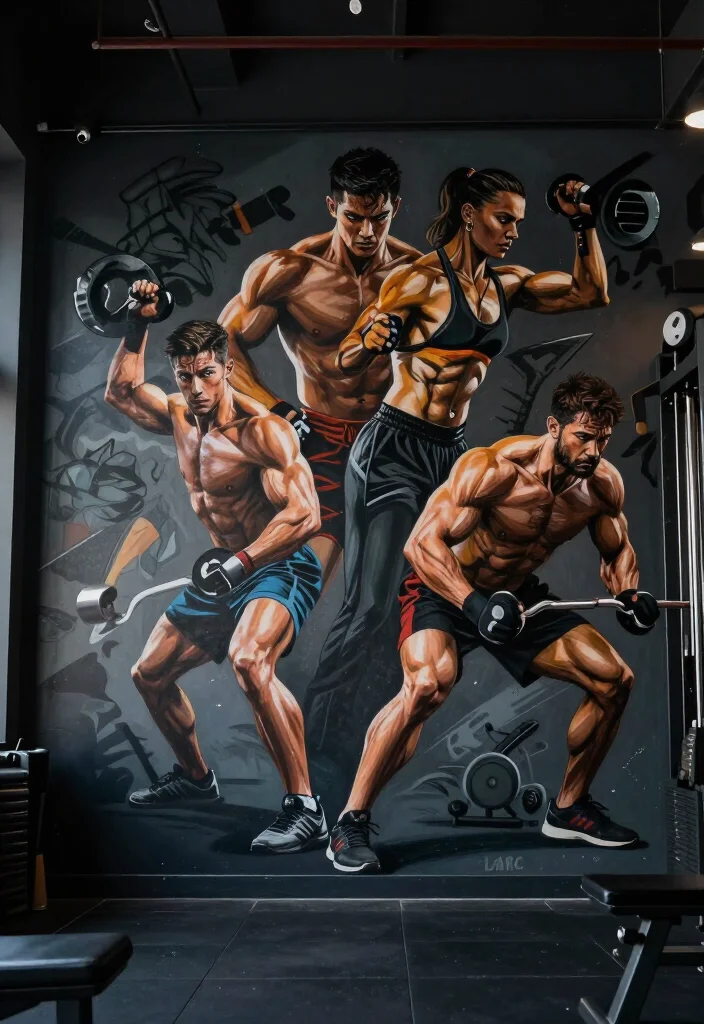 19 Dark Gym Aesthetic Ideas for a Moody, Intense, and High-Performance Training Vibe - 13. Motivational Murals 1