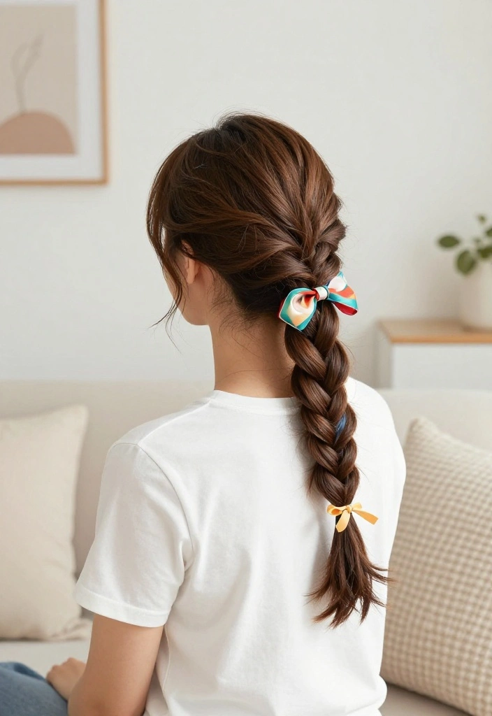 19 Easy Everyday Hairstyles with Ribbon Accessories You'll Love - 10. Twisted Side Knot with Ribbons 1