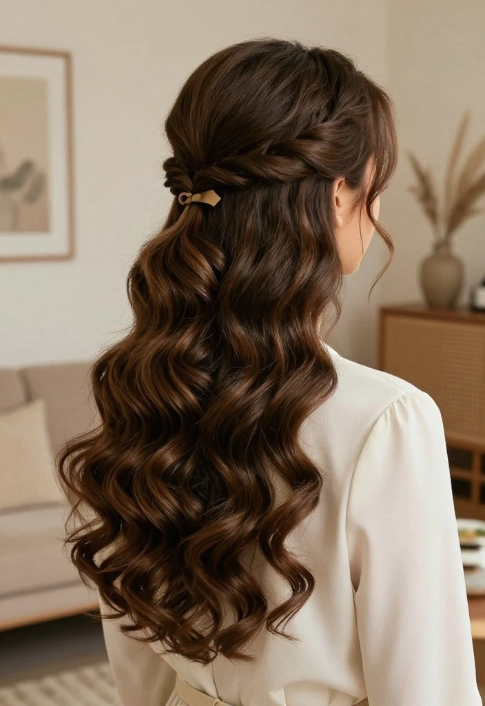 19 Easy Everyday Hairstyles with Ribbon Accessories You'll Love - 8. Side Swept Waves with Ribbon 1