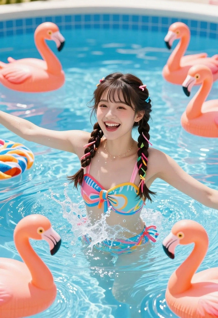19 Easy Hairstyles to Go Swimming in the Pool This Weekend - 2. Colorful Braided Pigtails 1