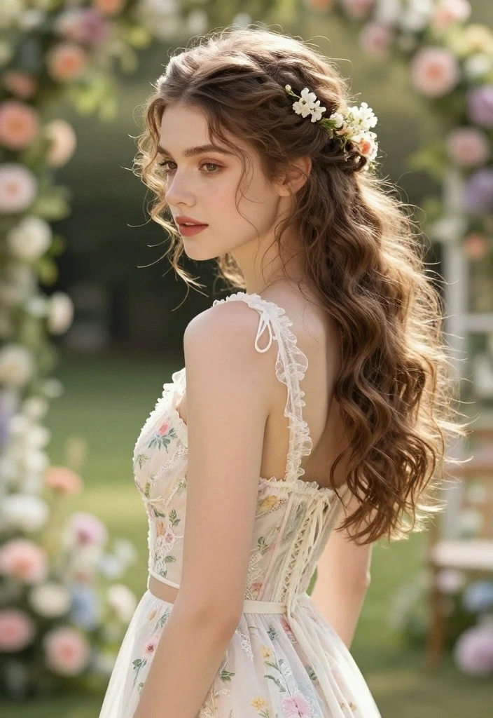 19 Effortless Summer Updo Hairstyles to Help You Beat the Heat - 17. Romantic Floral Updo 1