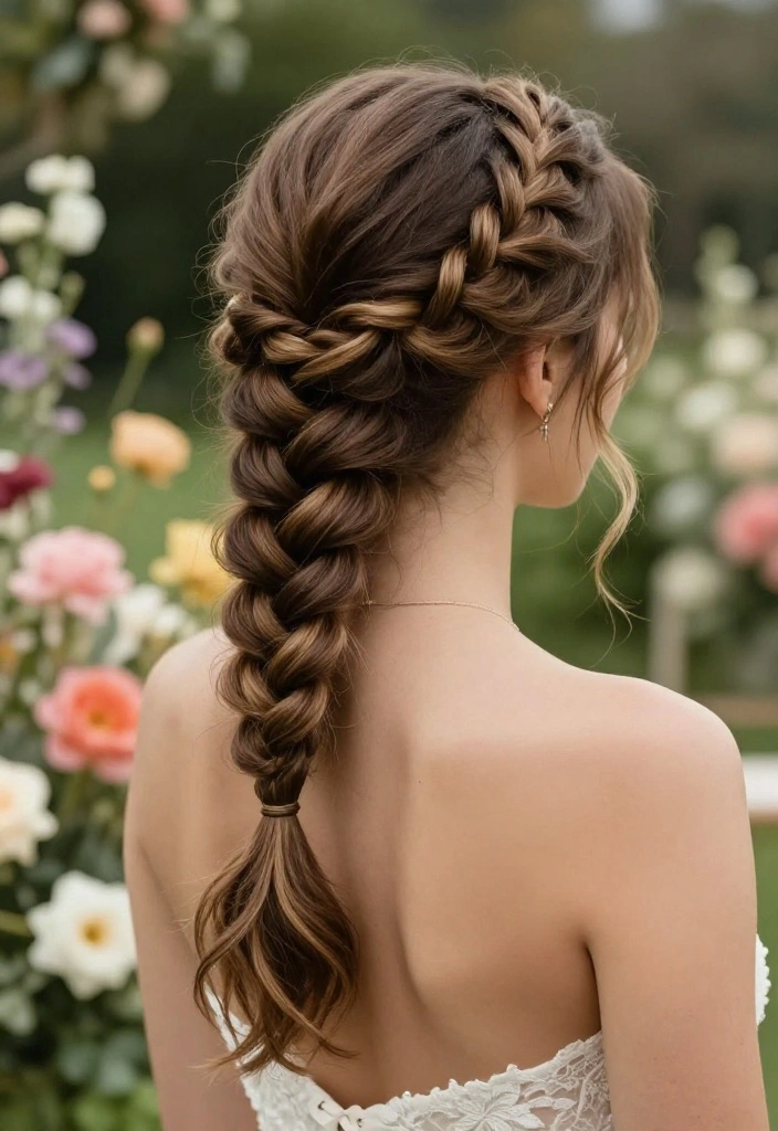 19 Elegant Summer Updo Hairstyles for Warm Weather Weddings - 9. Fishtail Braid Updo 1