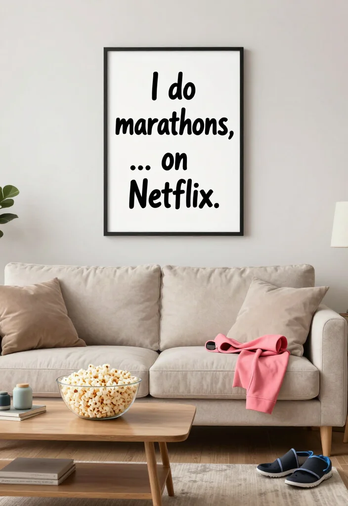 19 Funny Gym Quotes That Make You Laugh and Still Keep You Showing Up - 10. 'I do marathons... on Netflix.' 1
