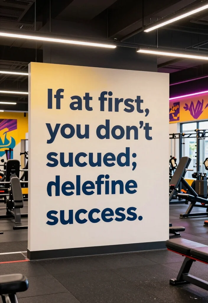 19 Funny Gym Quotes That Make You Laugh and Still Keep You Showing Up - 18. 'If at first, you don’t succeed; redefine success.' 1