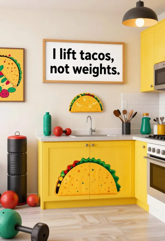 19 Funny Gym Quotes That Make You Laugh and Still Keep You Showing Up - 7. 'I lift tacos, not weights.' 1