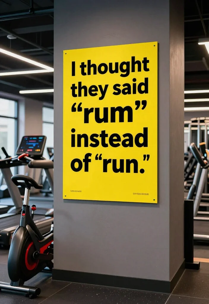 19 Funny Gym Quotes That Make You Laugh and Still Keep You Showing Up - 9. 'I thought they said “rum” instead of “run.”' 1