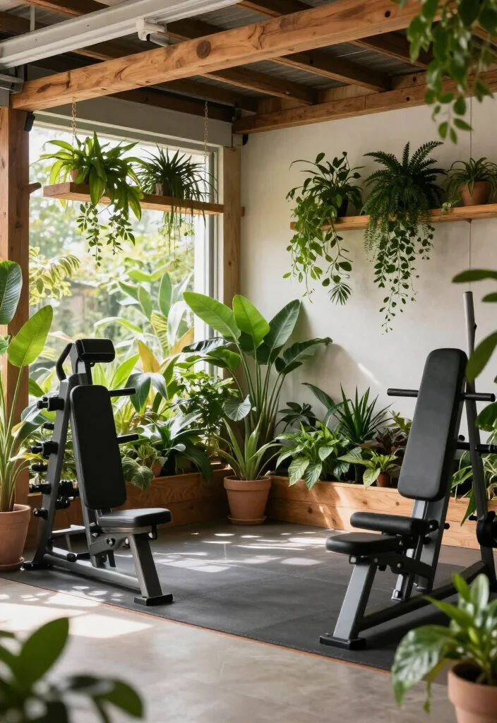 19 Garage Gym Design Ideas That Look Professional Enough to Show Off Every Single Day - 12. A Touch of Nature 1