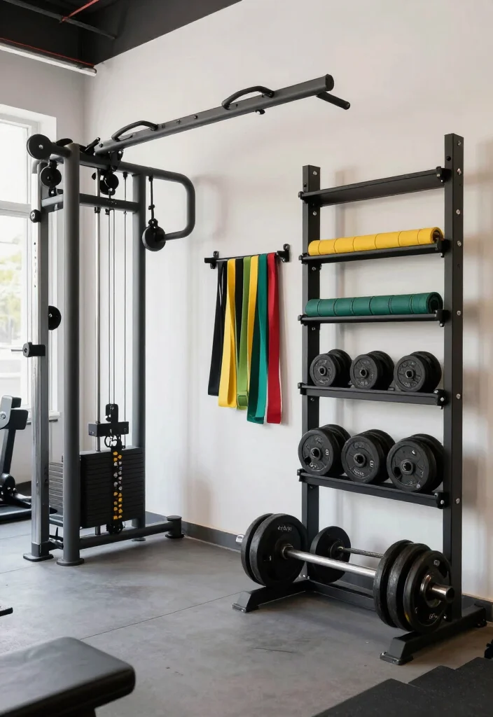 19 Garage Gym Design Ideas That Look Professional Enough to Show Off Every Single Day - 15. Stylish Equipment Displays 1