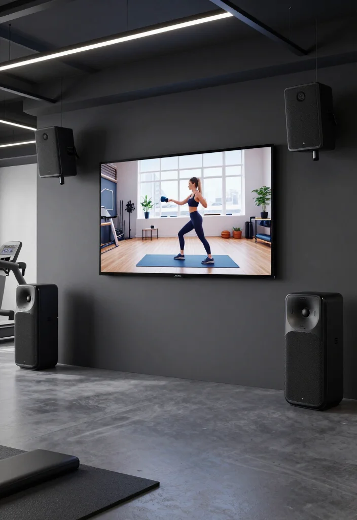 19 Garage Gym Design Ideas That Look Professional Enough to Show Off Every Single Day - 16. Integrated Audio-Visual Setup 1