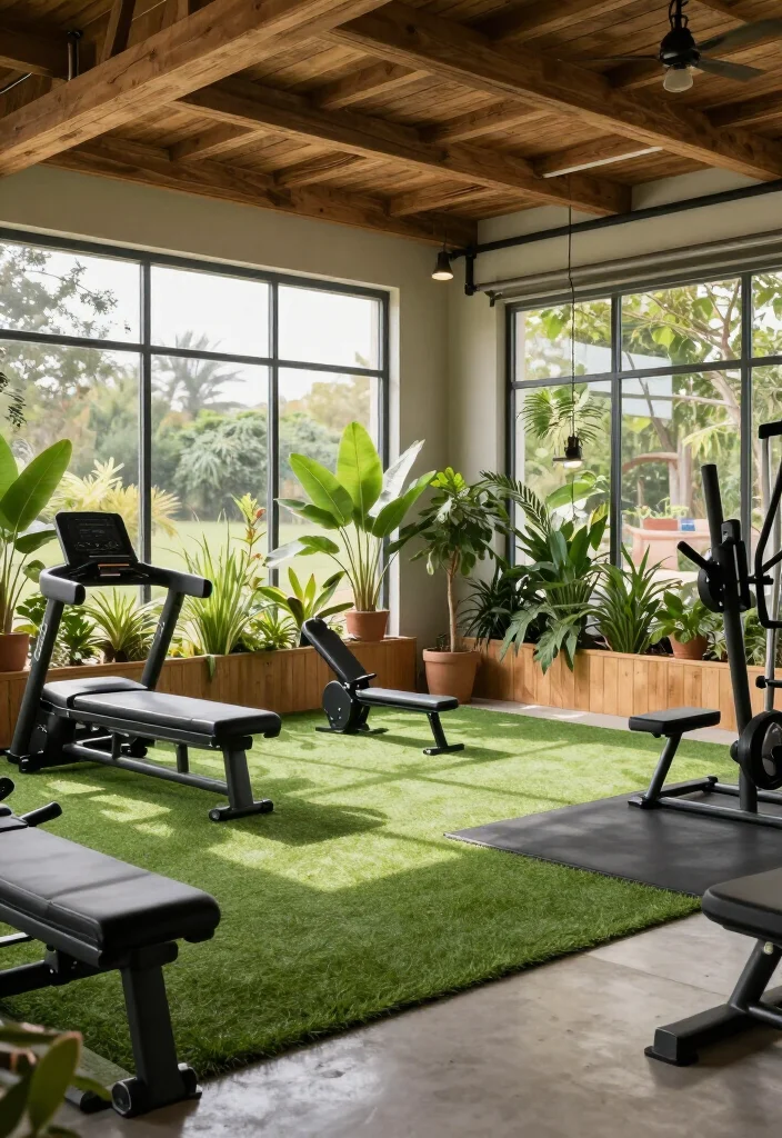 19 Garage Gym Design Ideas That Look Professional Enough to Show Off Every Single Day - 19. Outdoor-Inspired Vibe 1