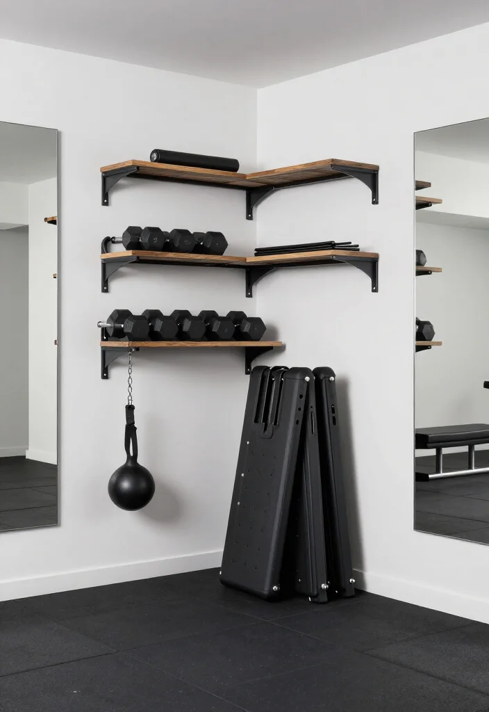 19 Garage Gym Design Ideas That Look Professional Enough to Show Off Every Single Day - 8. Space-Saving Solutions 1