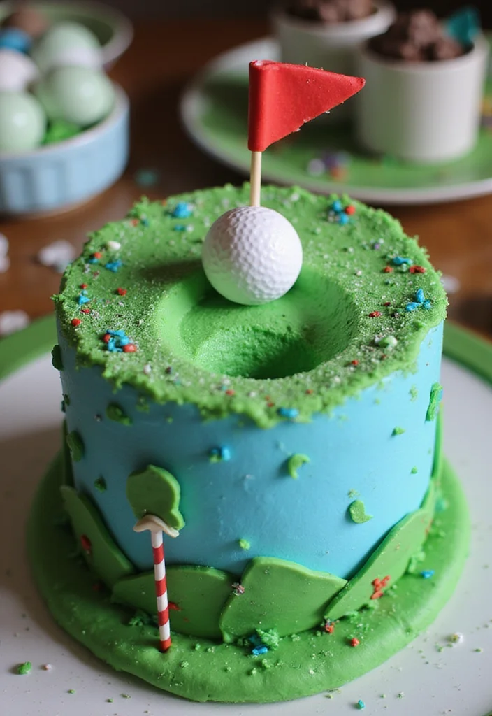 19 Golf Retirement Party Cake Ideas That Hit a Hole in One - 13. Hole in One Cake 1