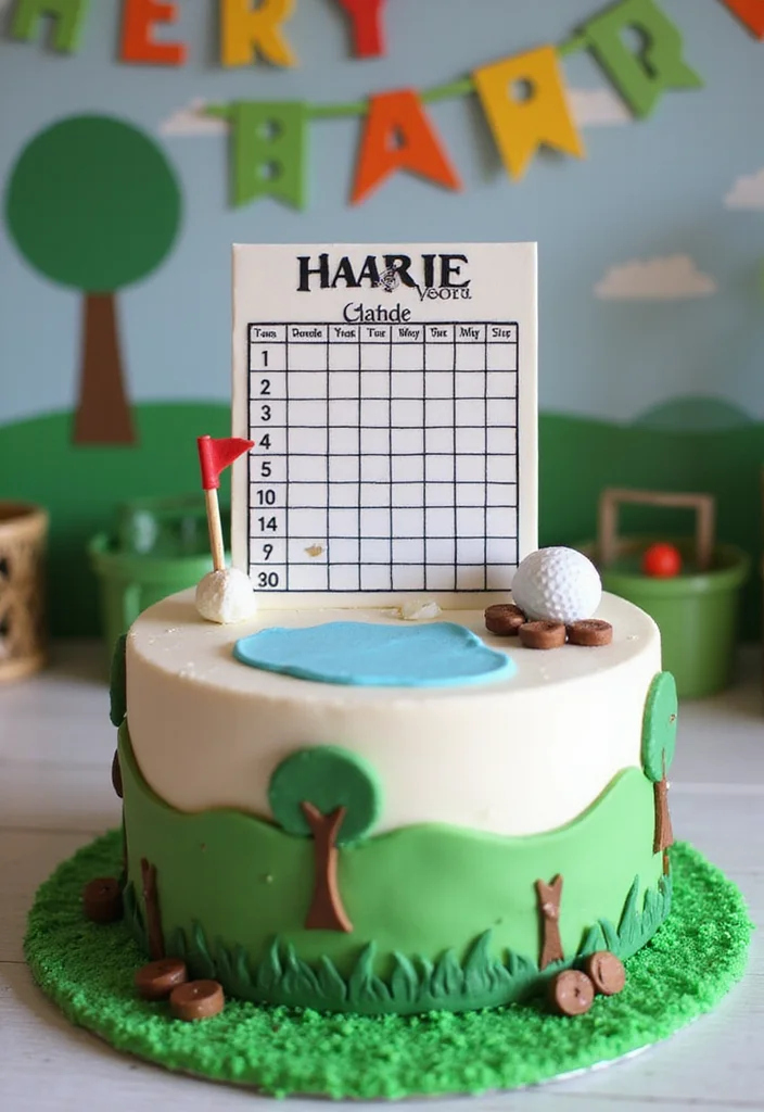 19 Golf Retirement Party Cake Ideas That Hit a Hole in One - 14. Edible Golf Scorecard Cake 1