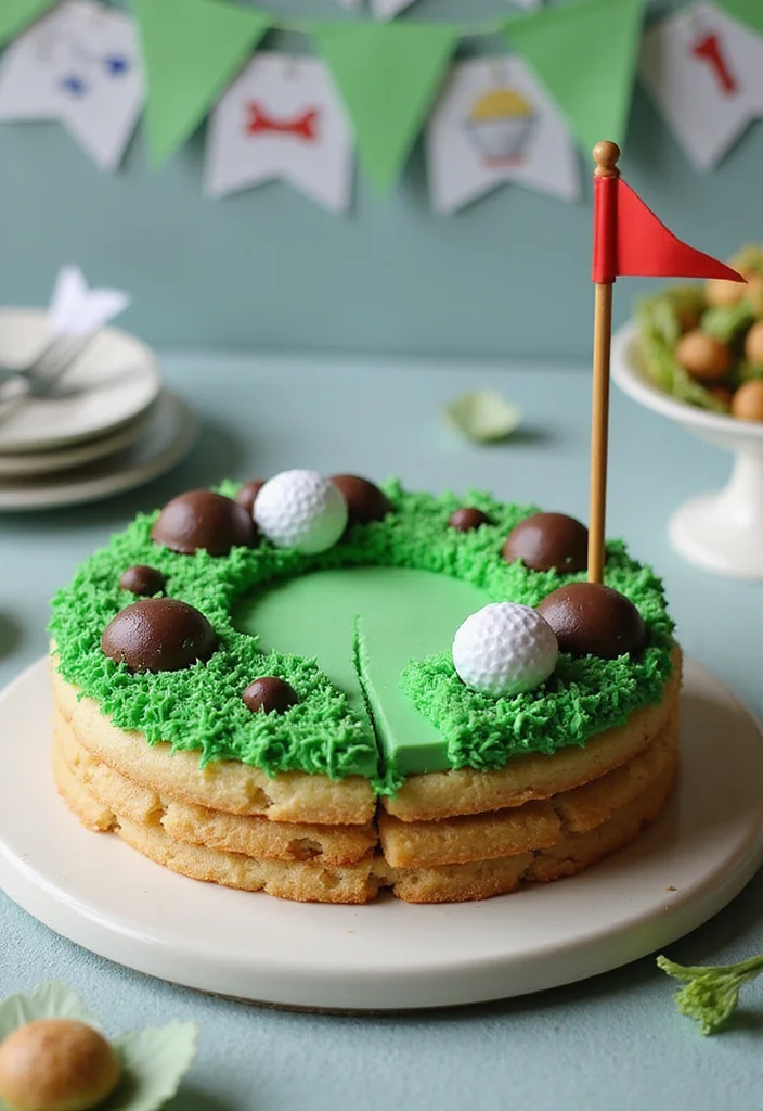 19 Golf Retirement Party Cake Ideas That Hit a Hole in One - 16. Golf Fairway Cookie Cake 1