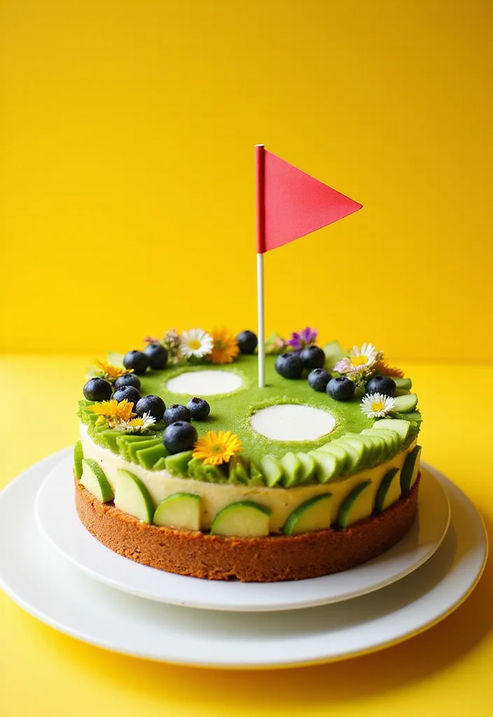 19 Golf Retirement Party Cake Ideas That Hit a Hole in One - 17. Golf-themed Fruit Cake 1