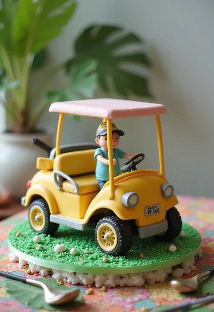 19 Golf Retirement Party Cake Ideas That Hit a Hole in One - 4. Golf Cart Delight Cake 1