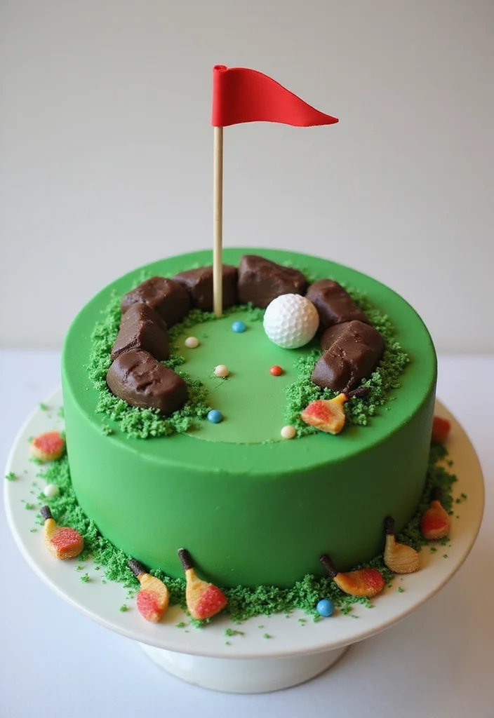 19 Golf Retirement Party Cake Ideas That Hit a Hole in One - 5. Miniature Golf Hole Cake 1