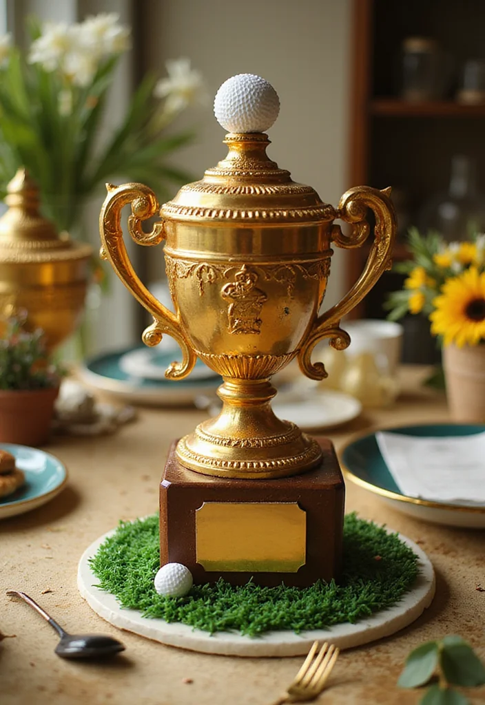 19 Golf Retirement Party Cake Ideas That Hit a Hole in One - 6. Golf Trophy Cake 1