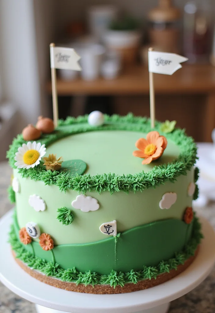 19 Golf Retirement Party Cake Ideas That Hit a Hole in One - 9. Personalized Fairway Cake 1