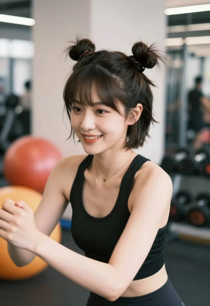 19 Gym Hairstyles for Short Hair That Look Polished and Keep You Focused - 2. Mini Space Buns 1