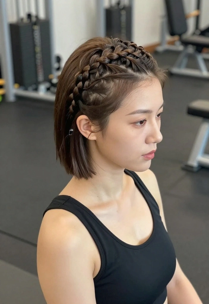19 Gym Hairstyles for Short Hair That Look Polished and Keep You Focused - 5. Braided Headband 1