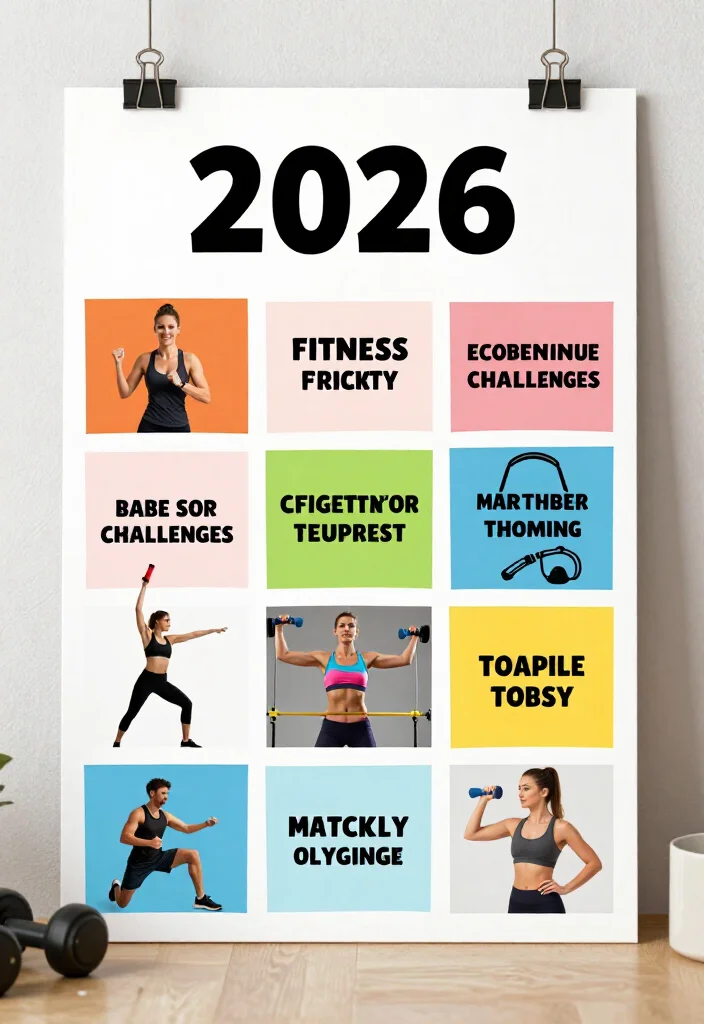 19 Gym Vision Board Aesthetic Ideas to Map Out Your Fitness Goals for 2026 - 12. Fitness Challenges 1
