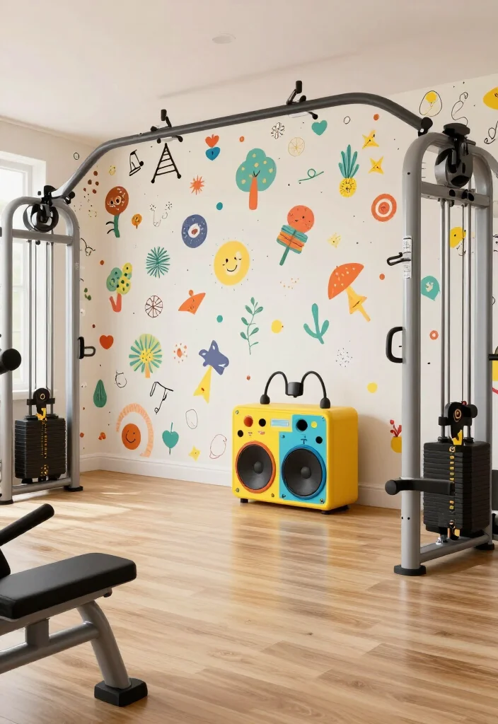 19 Gym Wallpaper and Playlist Vibe Ideas That Set the Right Training Mindset - 12. Whimsical Designs: Fun and Light-Hearted 1