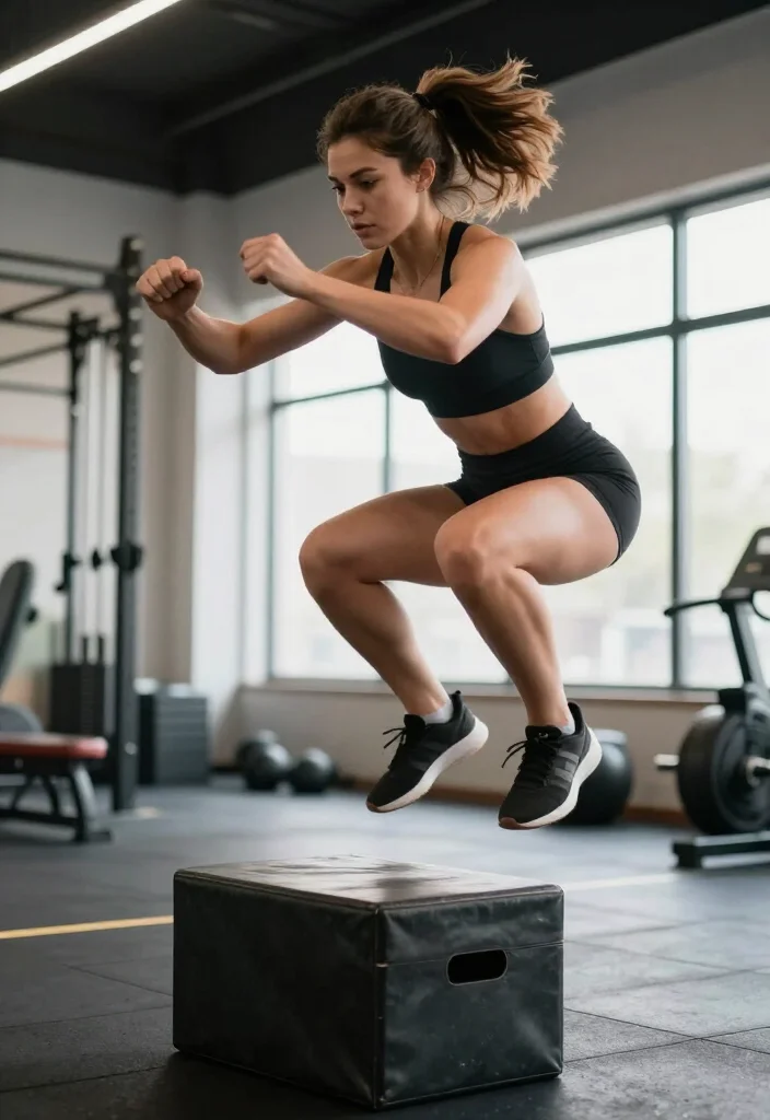 19 Leg Day Workouts at the Gym for Women Who Want Strong, Defined Legs - 14. Plyometric Box Jumps: Explosive Strength 1