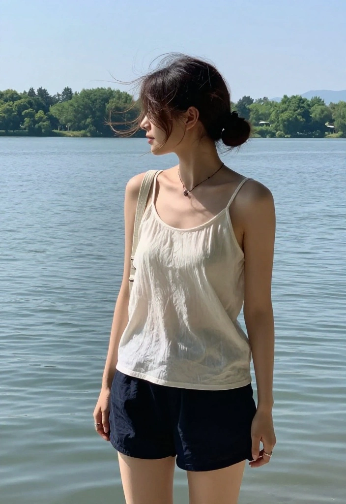 19 Messy Lake Hairstyles That Look Effortlessly Cute Outdoors - 11. Messy Low Knot 1