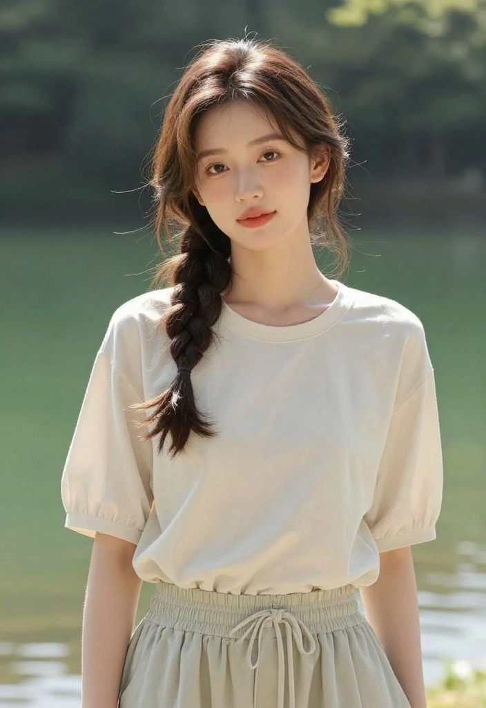 19 Messy Lake Hairstyles That Look Effortlessly Cute Outdoors - 14. Flirty Low Braid 1