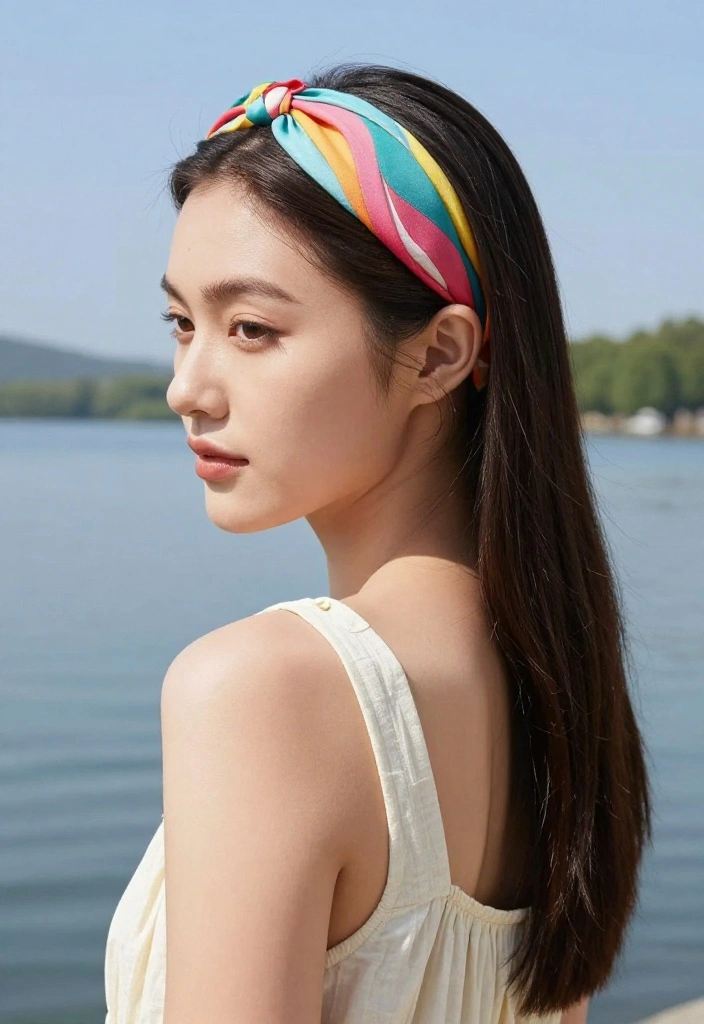 19 Messy Lake Hairstyles That Look Effortlessly Cute Outdoors - 16. Minimalist Straight Hair with a Headband 1